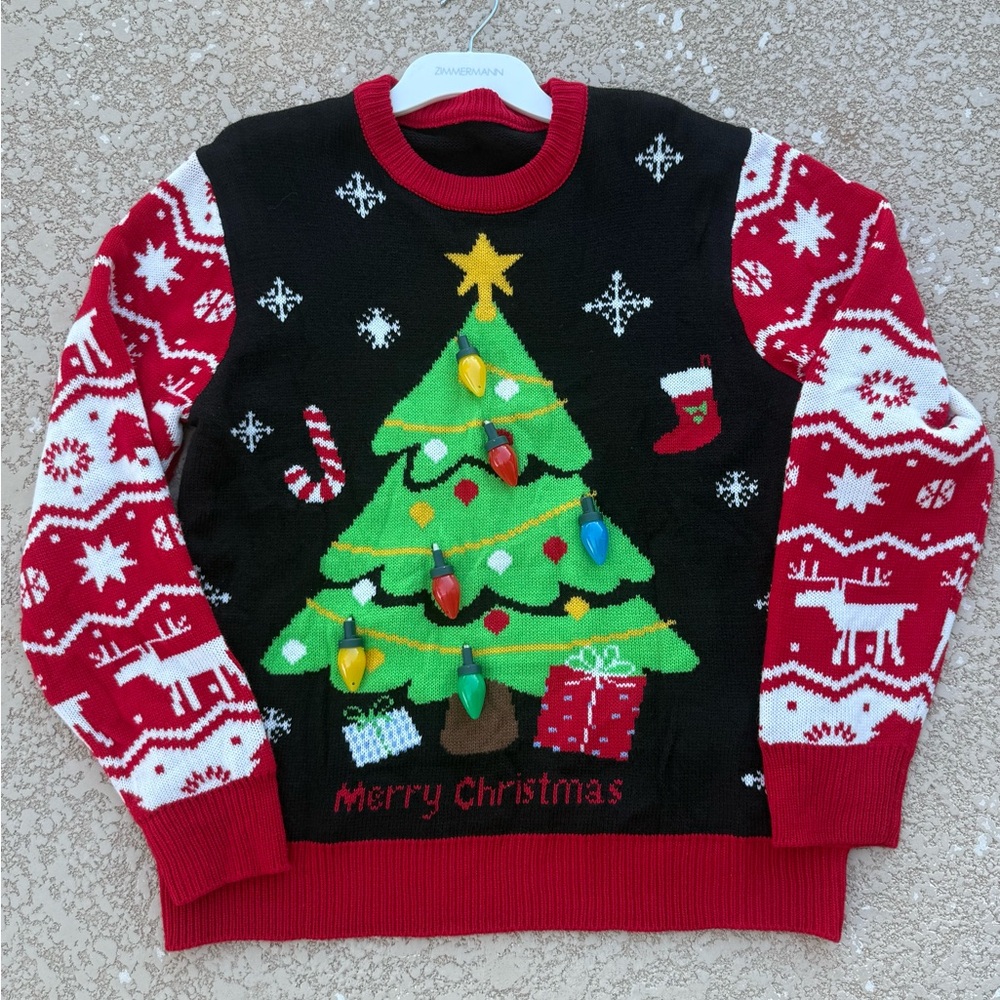 Christmas Tree Sweater - Black and Red